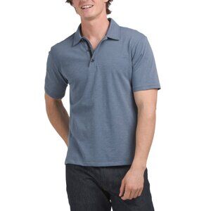 RAG & BONE Slate Blue Classic Slub Knit Jersey Polo